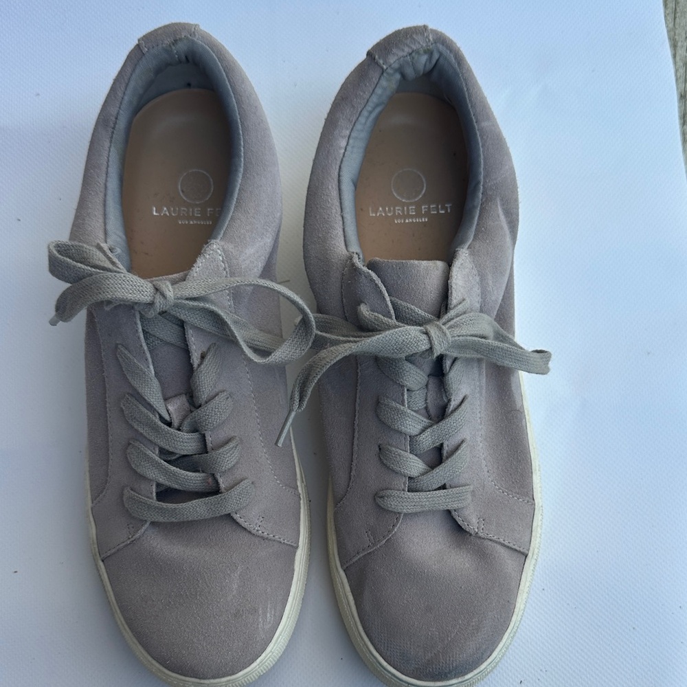 Laurie Felt Taupe Suede Lace-Up Sneakers
